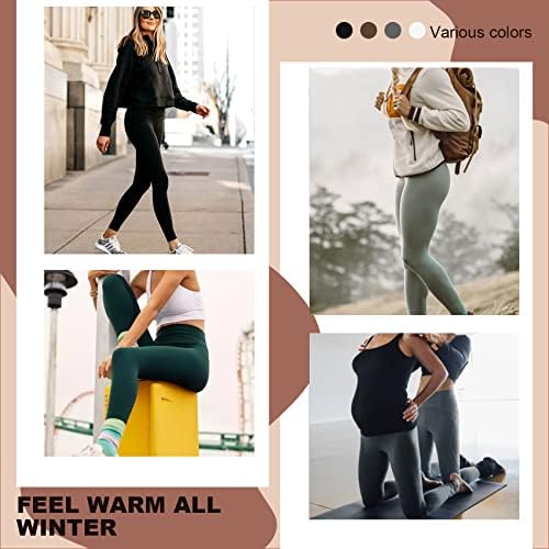 Opuntia 2 Pack Fleece Leggings cu talie înaltă pentru femei - Pantaloni de iarnă calzi Control de burtă de yoga de drumeție
