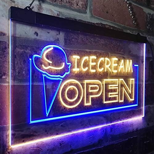 ADVPRO Open Ice Cream Shop Dual Color Led Neon Sign albastru și galben 16 x 12 st6s43-i0015-by
