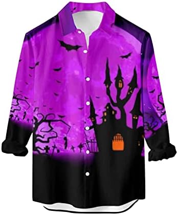 Topuri pentru cămăși cu mânecă lungă de Halloween pentru bărbați, plus dimensiuni, bluze de cardigan de dimensiuni de modă