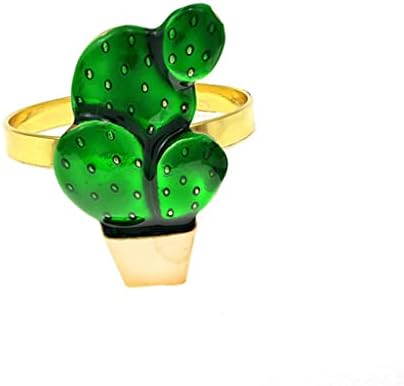 Xjjzs 10pcs/ inel de șervețel vara cactus cactus șervețel cataramă bonsai aliaj de șervețel inele de șervețel pentru nunți