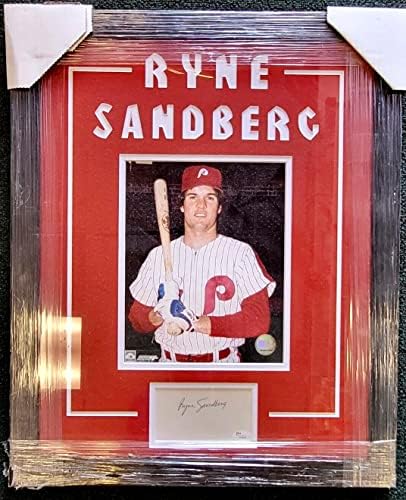 Ryne Sandberg Phillies semnat cu autograf carte de Index Matted & amp; încadrată JSA CoA-MLB tăiat semnături