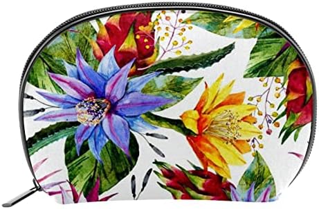 Geanta de machiaj mic, pungă cu fermoar Organizator cosmetic pentru femei și fete, flori tropicale din jungla florală