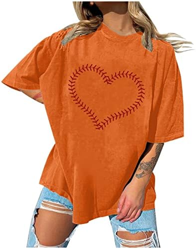 Cămașă de inimă de baseball drăguț mamă tată pentru femei softball cadou tricou casual liber potrivire moale cmofy topuri de