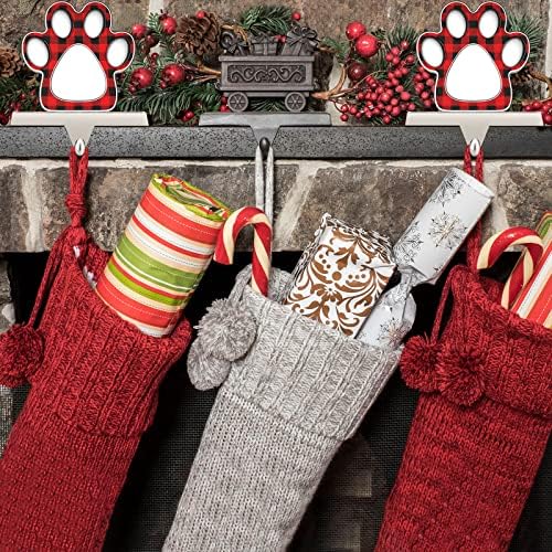 Set zhengmy de 2 suporturi de ciorapi de Crăciun cu carouri pentru câini de carouri de Crăciun cu rame foto metalice pentru