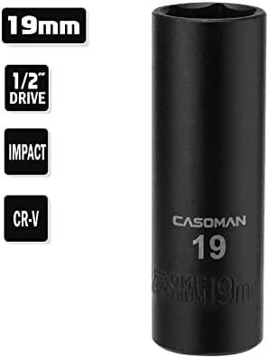 CASOMAN 1/2 Inch Drive soclu de Impact profund - 19mm 6 puncte, Metric, CR-V