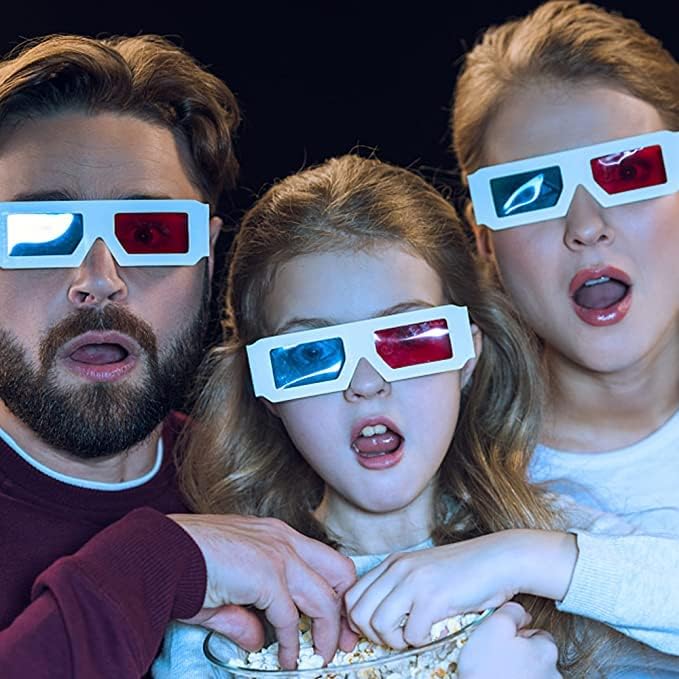 Othmro 1buc Ochelari durabili în stil 3D Ochelari de vizionare 3D Ochelari de joc de film 3D ochelari roșu-albastru 3D cadru de carton lentilă de rășină albă pentru filme de Cinema TV 3D vizionare DVD filme de acasă