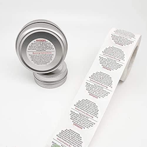 Etichete de avertizare pentru lumânări de 1000 buc, autocolante pentru containere pentru borcane de lumânări de 1,5 inch, autocolante