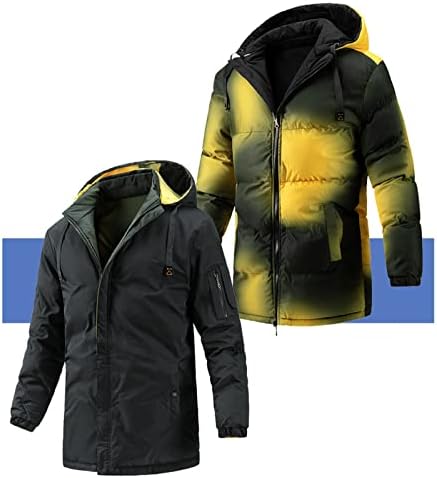 Bărbați pardesiu iarna culoare solidă Windproof Hoodie Mid-length reversibile haina jacheta cu fermoar buzunar Fleece jacheta