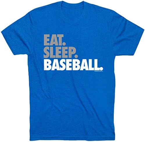 Mănâncă Sleep Baseball Text Bold Tricou pentru adulți | Tees de baseball de Chalktalk Sports | Culori multiple | Dimensiuni