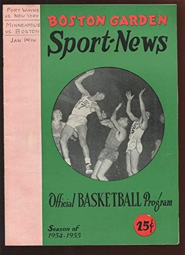 14 ianuarie 1955 programul NBA Minneapolis Lakers la Boston Celtics + Pistons vs Knicks-programe NBA