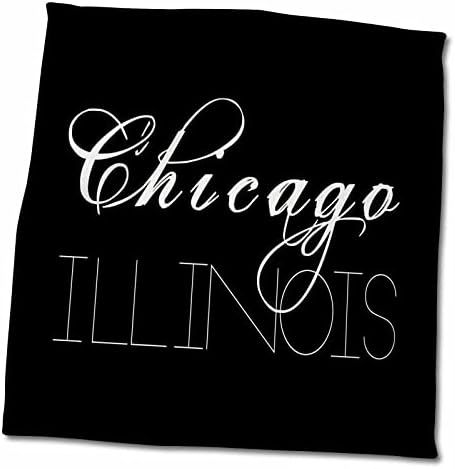 3drose orașe ale lumii-Chicago, Illinois pe fundal negru-prosoape