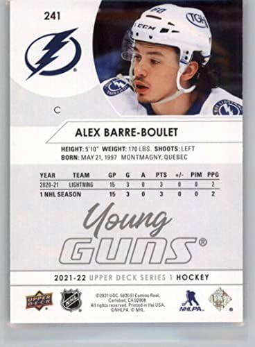 2021-22 Punctul superior 241 Alex Barre-Boulet Guns Guns RC Rookie Tampa Bay Series 1 NHL Hockey Base Card de tranzacționare