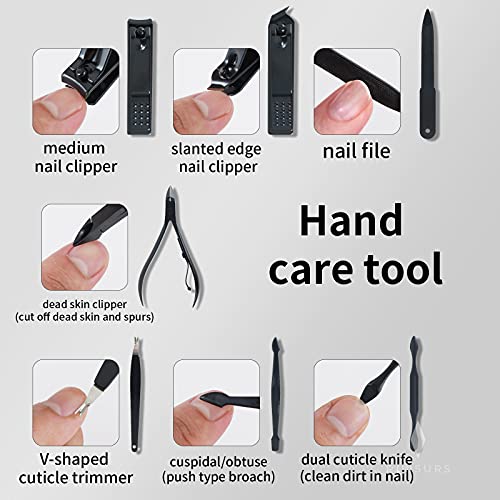 Set de pedichiură pentru manichiură PLUSURS Kit de îngrijire a unghiilor - tăietor de unghii ascuțit din oțel inoxidabil pentru