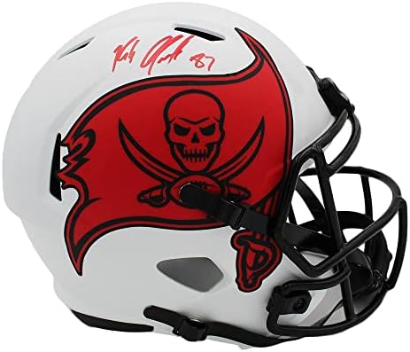 Rob Gronkowski a semnat Tampa Bay Buccaneers Speed full Size lunar NFL cască-căști NFL cu autograf
