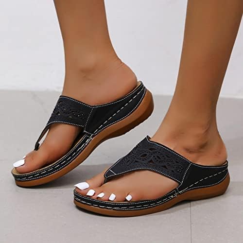 Sandale Aayomet pentru femei vara Dressy, sandale de vară Peep Toe Flats alunecare pe confort papuci sandale Casual Wedge Pantofi