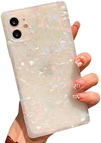 BANAILOA CUTE IPhone 11 Case Square, Luxury Sparkle Shell Pattern Protector Cutie Cutre For Women Glossy Slim Girly Case Cover