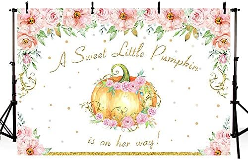 Mehofond Ziua Recunoștinței Fată Pumpkin Duș pentru bebeluși Pink Floral Floral Gold Confetti Fotografie fundaluri de recuzită
