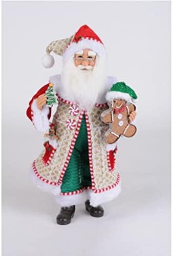Karen Didion Whimsical Gingerbread Santa Figurină de Crăciun multicolor de 17 inci
