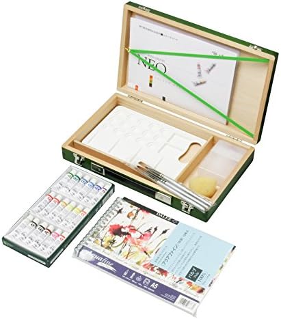 Set de cutii de acuarelă Kusakabe, plastic, 18 culori, carte de călătorie maro, 0,2 FL Oz