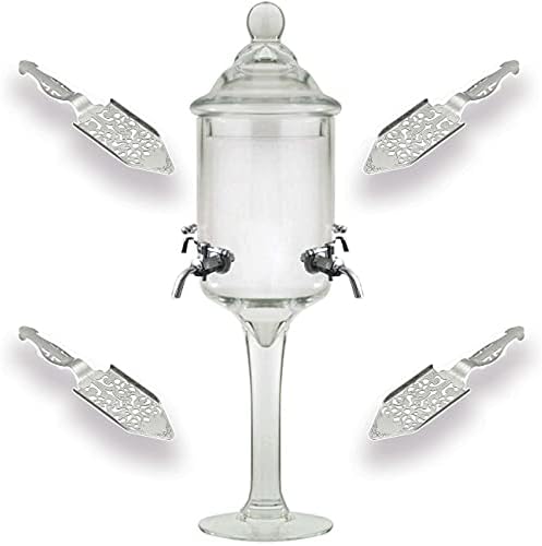 Amehla Absinthe Fountain and Spoon Set-sticlă Pearl Bubble Fountain Dripper cu 4 guri de Metal, decantor Absinthe Dripper și