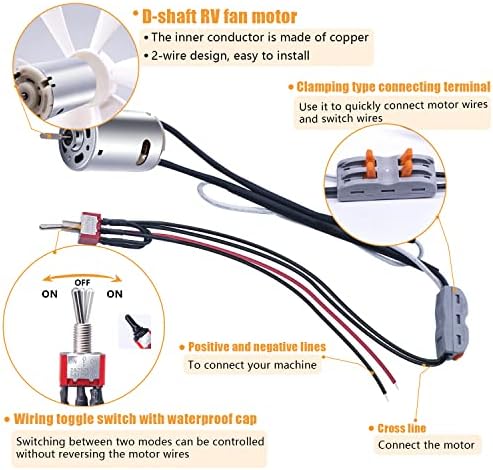 Ventilator de ventilator de aer Mankk de 6 RV Blade White cu 12V DO RV VENT Motor, RV Eplow Bătă Ventilator Ventilator Ventilator