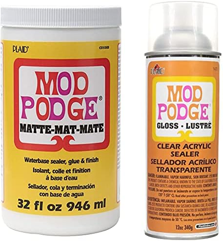 Mod Podge CS11303 Waterbase Sealer, Glue & DeCoupage Finish, 32 oz, Matte & Spray Actrilic Sealer, care este formulat în mod