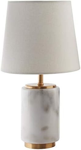Marca -Rivet Mid Century Modern marmură lampă de decor de masă cu bec LED-14 inci, marmură albă și alamă