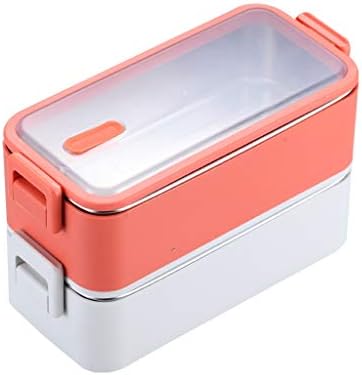 MGWYE 204 Cutie din oțel inoxidabil cutie Bento metalică cu două niveluri cutie pentru copii cutii de depozitare pentru containere