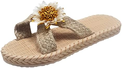 Papucii pentru femei interioare și exterioare plajă de floarea soarelui imitație de primăvară de primăvară paie de vară și