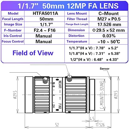 12mp 16mm 1/1. 7 obiectiv cu focalizare fixă f / 2.4 C Mount Machine Vision obiective lris manuale pentru camere Industriale