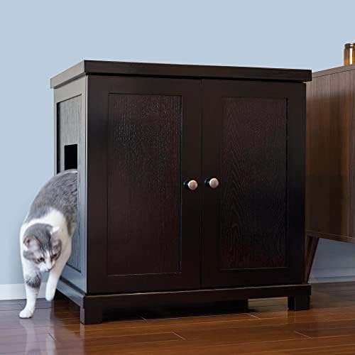 Rafinat FELINE pisica litiera incintei Cabinet, ascuns litiera pisica mobilier , mare + XLarge, stil Modern, culoare Espresso