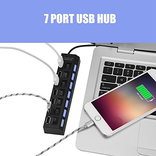Hub USB cu 7 porturi, comutator independent de transmisie rapidă de 480 Mbps pentru Mouse / imprimantă/scaner