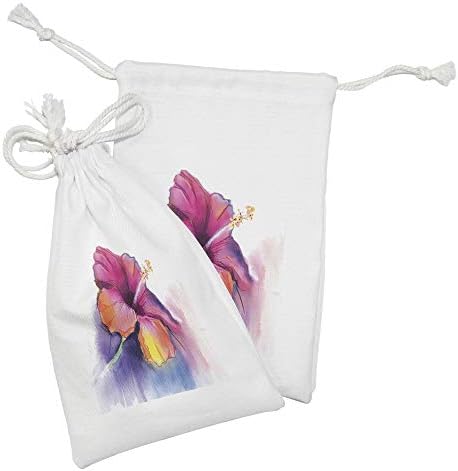 Set de 2 pungi de 2, floare de hibiscus în pastel abstract abstract colorat colorat petale romantice tipărit de artă, tipărit