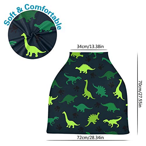 Yyzzh Neon Green Dinosaur Beast Paw Print Cartoon Character Model extensibil pentru bebeluși Scaun auto Copertină Copertă Copertină