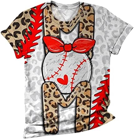 Femei cu maneca scurta Tricouri Baseball Mama Leopard Print Topuri vara amuzant Grafic Bluza Casual maneca scurta Tees