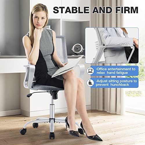 Scaun de birou - scaun de birou Ergonomic la mijlocul spatelui scaun de birou cu roți scaun pentru Computer cu suport lombar