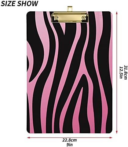 Alaza roz și Negru Zebra print Animal Clipboards pentru copii Student femei bărbați scrisoare dimensiune plastic Low Profile
