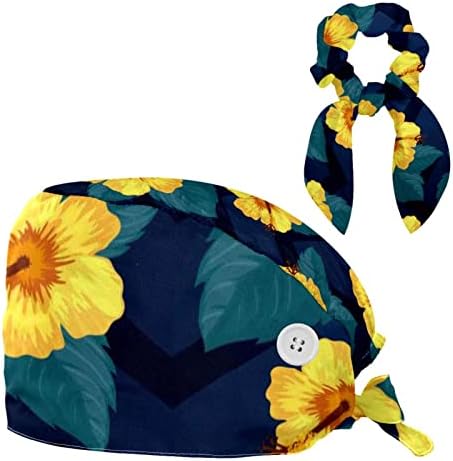 Flori frunze tropicale pălărie de pălărie de lucru cu capac de lucru cu o culoare multiplă cu părul cu arc scrunchy