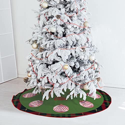 Fustă de copac de Crăciun cu carouri de Crăciun, 30 x30 Mat de Crăciun de iarnă, covorașul copacului fulgului de zăpadă pentru