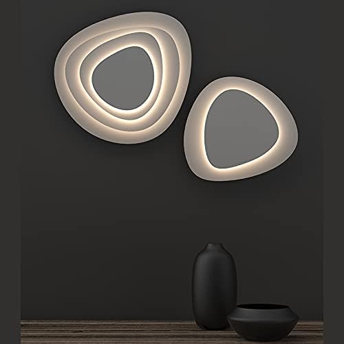 Panouri abstracte-Sconce LED cu 2 plăci mici-finisaj alb texturat-nuanță albă texturată