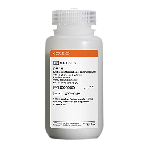 Mediatech 50-003-Pb Dulbecco modificarea mediului Eagle, pulbere, 4,5 g / L glucoză, L-glutamină și piruvat de sodiu fără bicarbonat
