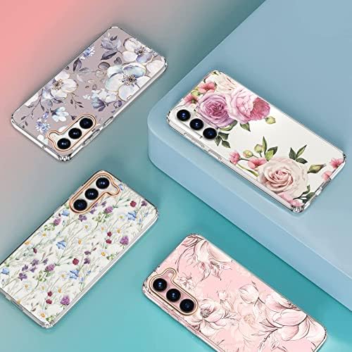 Milprox compatibil cu Samsung Galaxy S23 Plus Carcasă cu flori, Cute Case Design pentru fete pentru femei, model floral rezistent