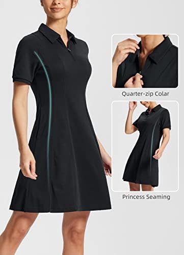 Rochie de golf Lyocell Buneaf pentru femei cămăși cu mânecă scurtă, rochie de golf îmbrăcăminte cu lungimea genunchiului, sfert