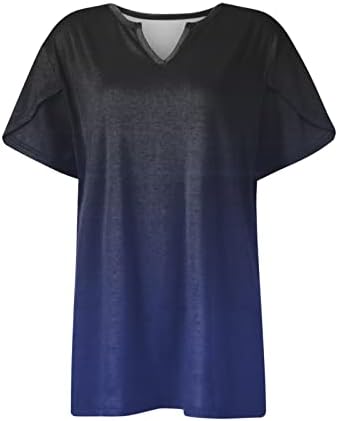 Femei plus dimensiuni topuri cu mânecă scurtă t-tricouri cu gât în ​​vină tunică colorant tunică solidă solidă fit bluză flowy