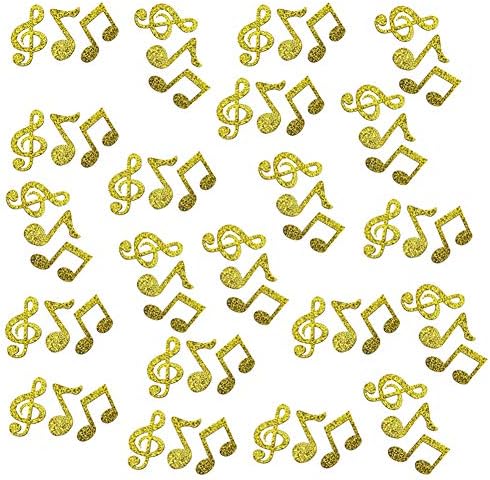 Confetti de masă Dublu-Side Glitter aur Muzică notă hârtie Confetti, 100buc